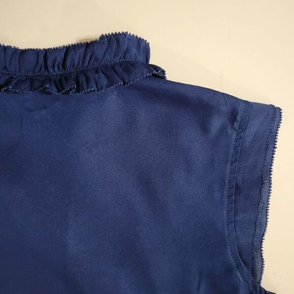 Converse Women's Sleeveless Navy Button-Down Blouse with Ruffle Front - Picture 9 of 12